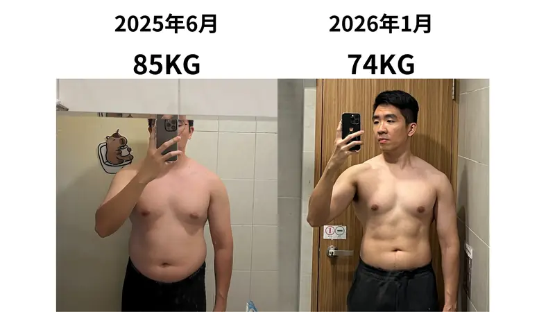2025年6月 85KG 與 2026年1月 74KG